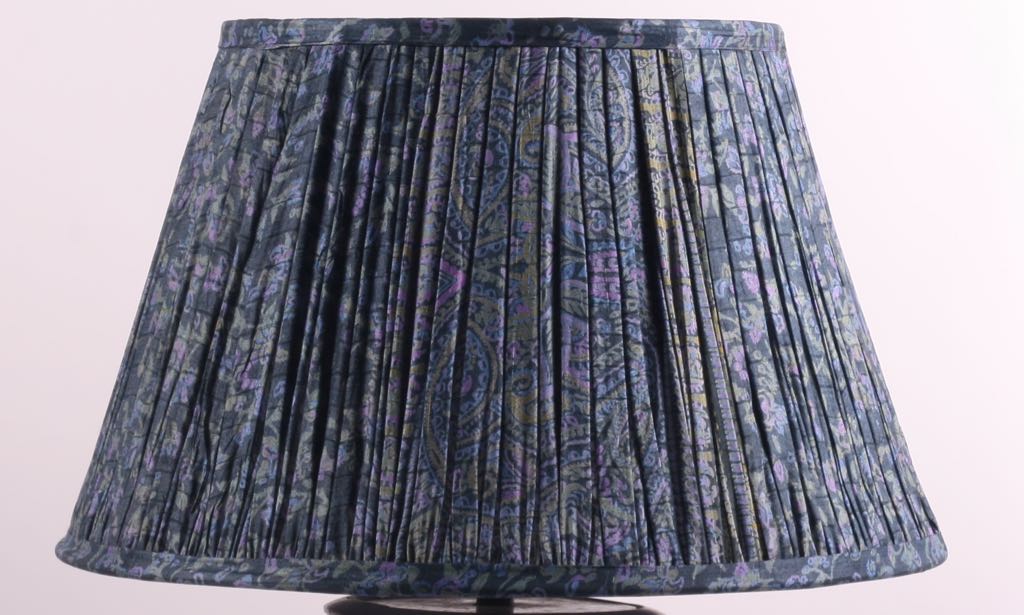 Mid Blue And Lilac Silk Lampshade