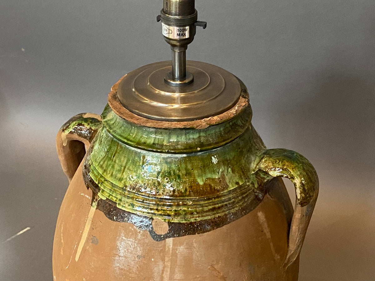 Green glaze Turkish pot lamp base