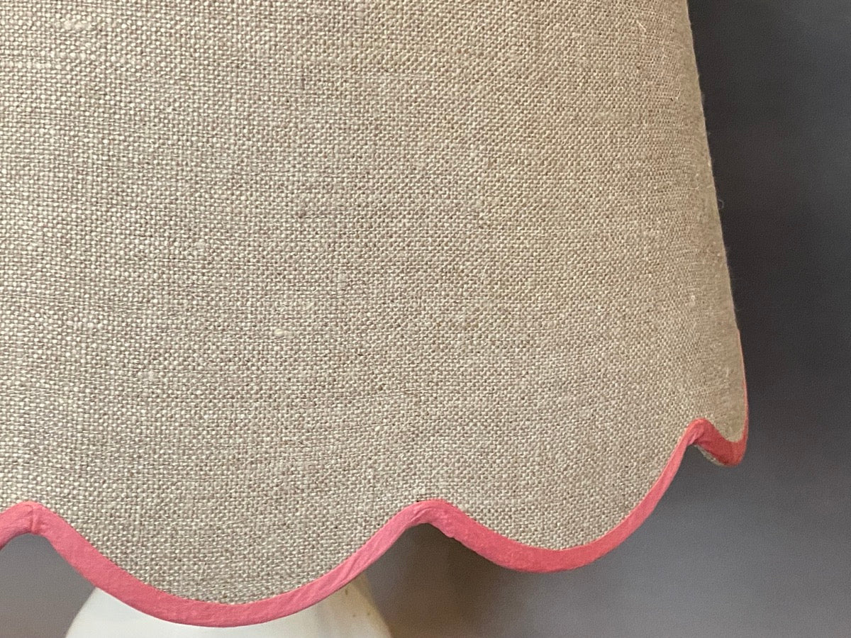 Pink linen scallop lampshade