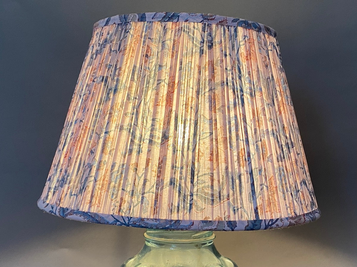 Teal floral cotton lampshade