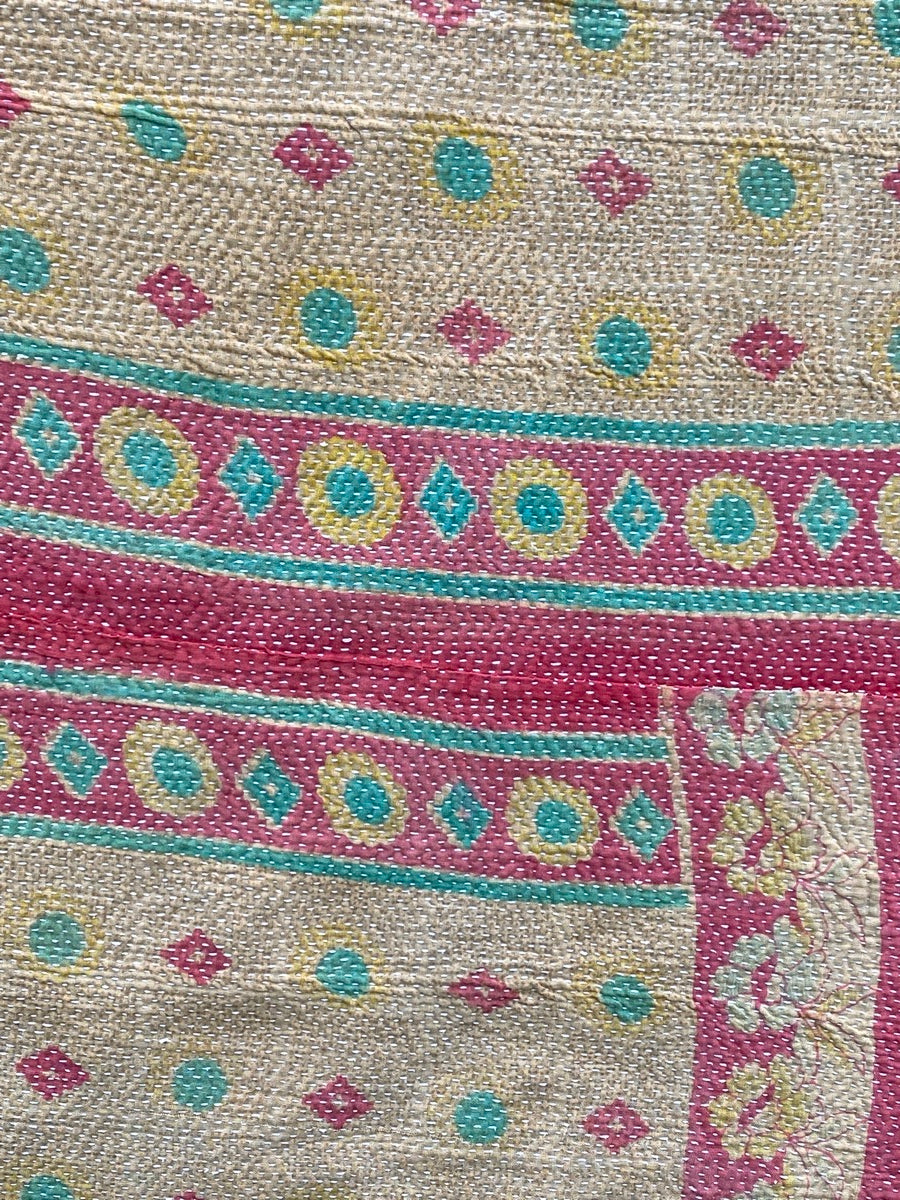 Gold and red Kantha Quilt