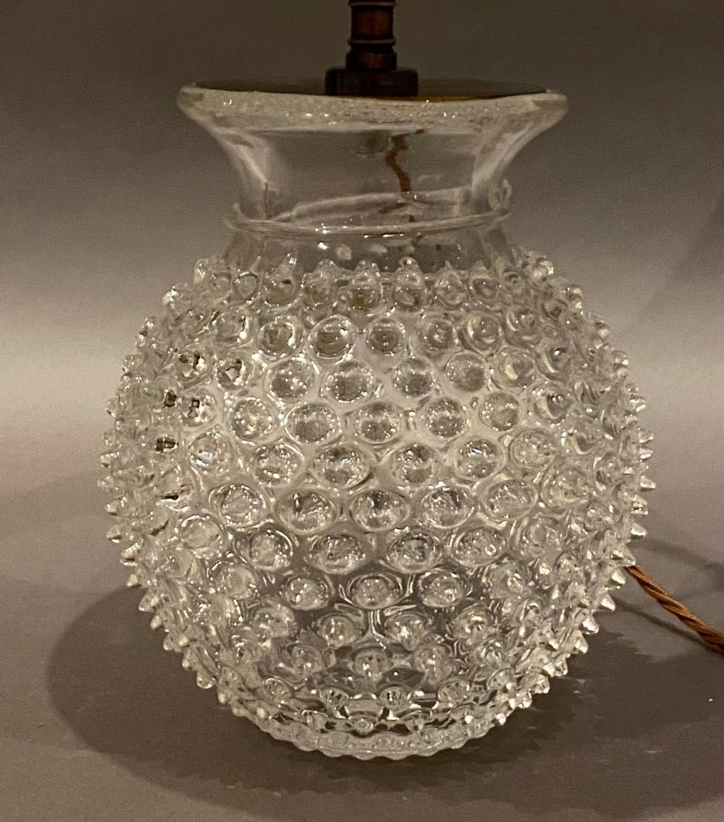 Clear hobnail glass lamp base