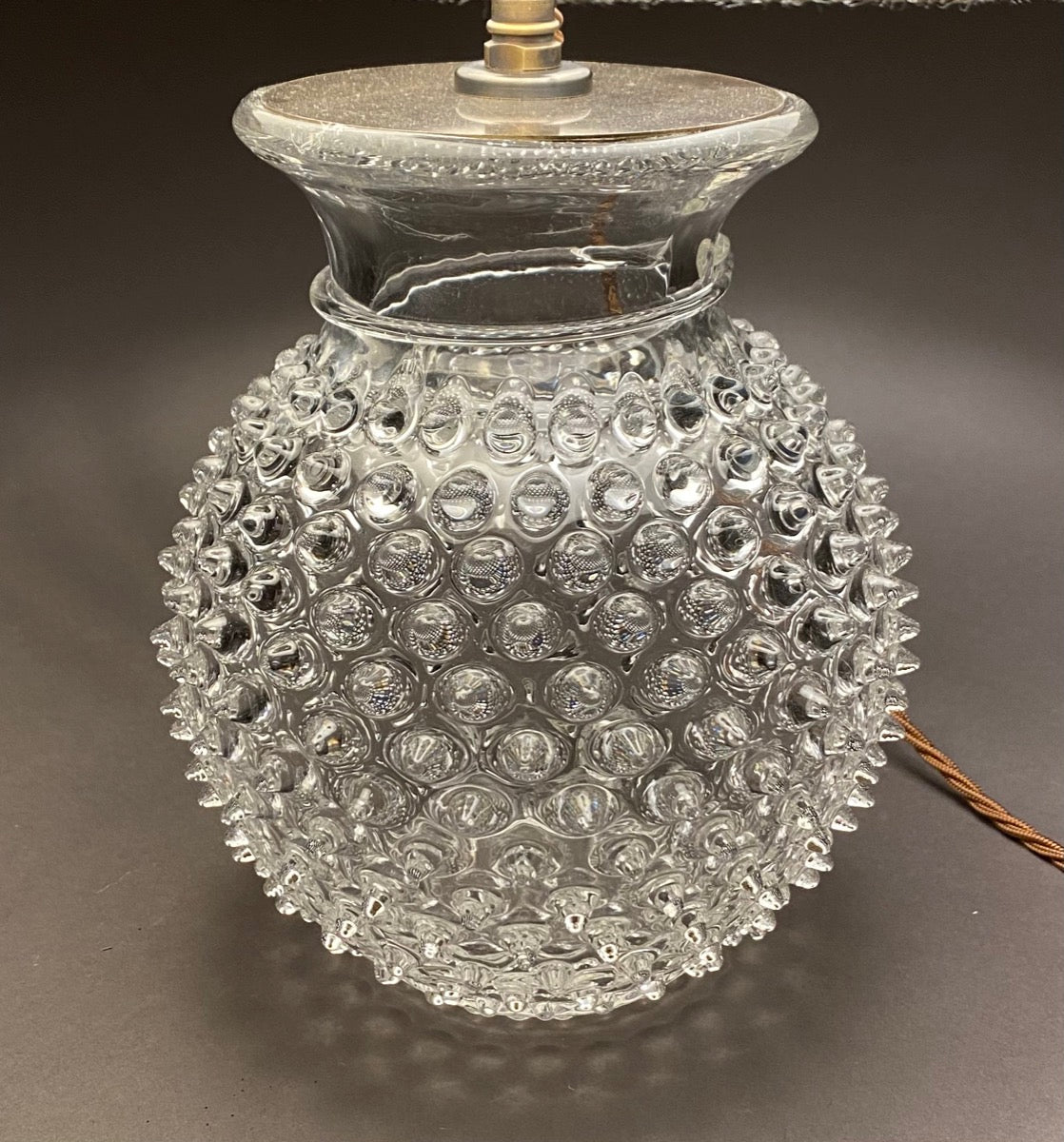 Clear pineapple hobnail glass lamp base