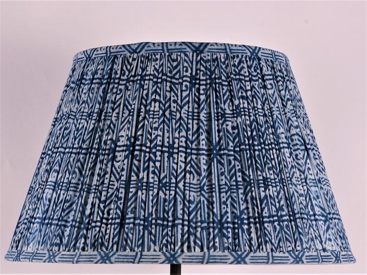 Indigo Grid Cotton Lampshade