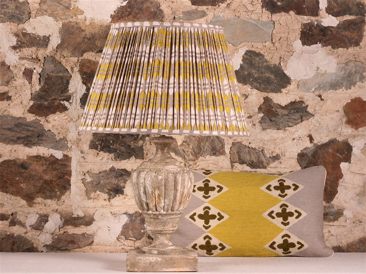 Acid Yellow And Grey Acorn Cotton Lampshade Indoors