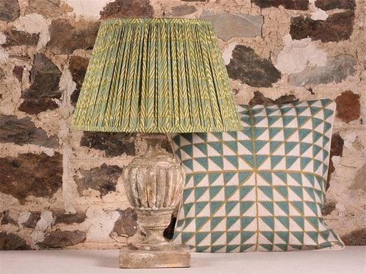 Blue and Green Chevron Cotton Lampshade Indoors