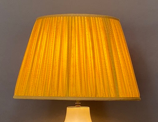Yellow wave silk lampshade lit
