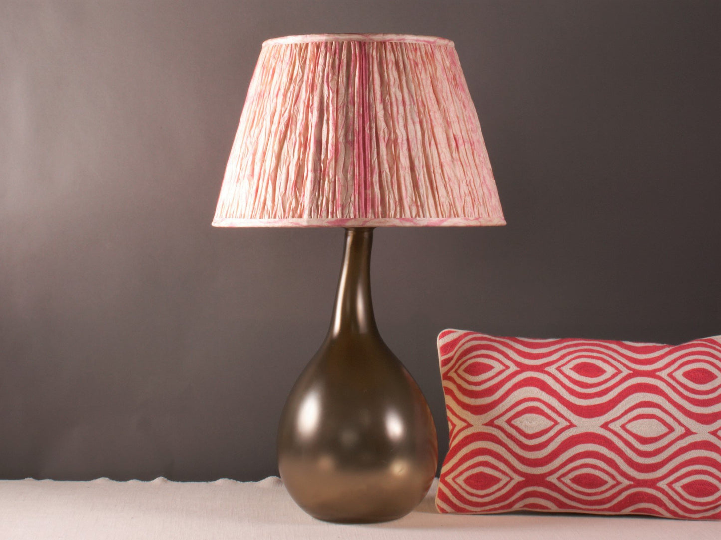 Pink shibori silk lampshade