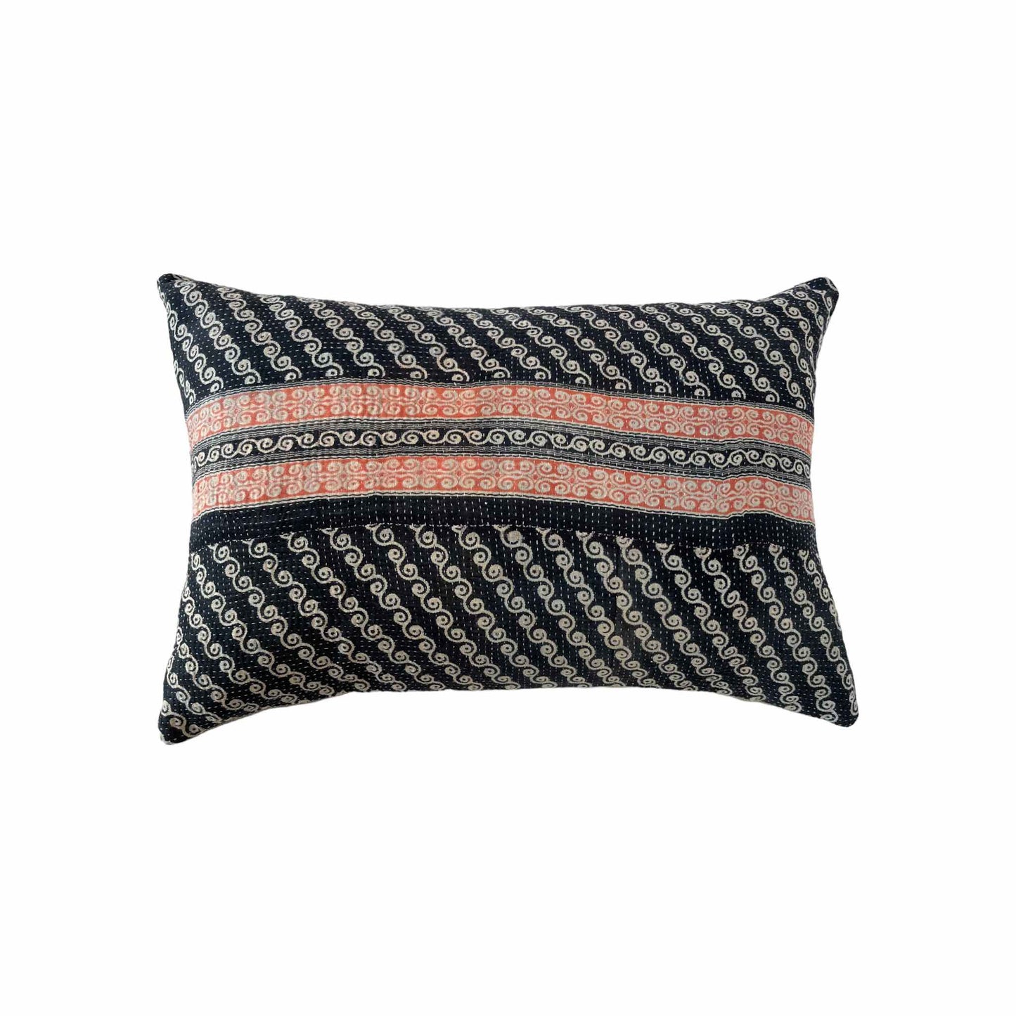 Navy and pink rectangle cushion