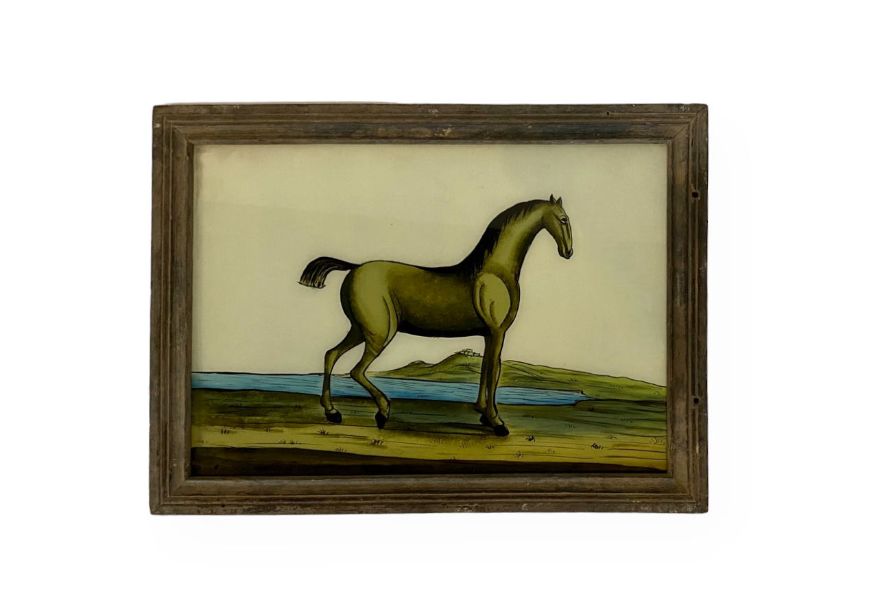 large horse glass painting