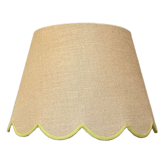 Lime green linen scallop lampshade cutout