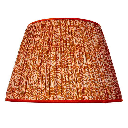 Orange and cream vintage silk sari lampshade cutout