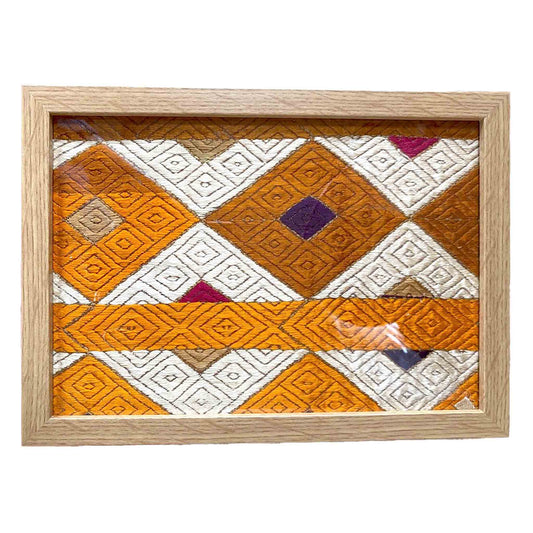 Vintage silk Pulkari fragment framed