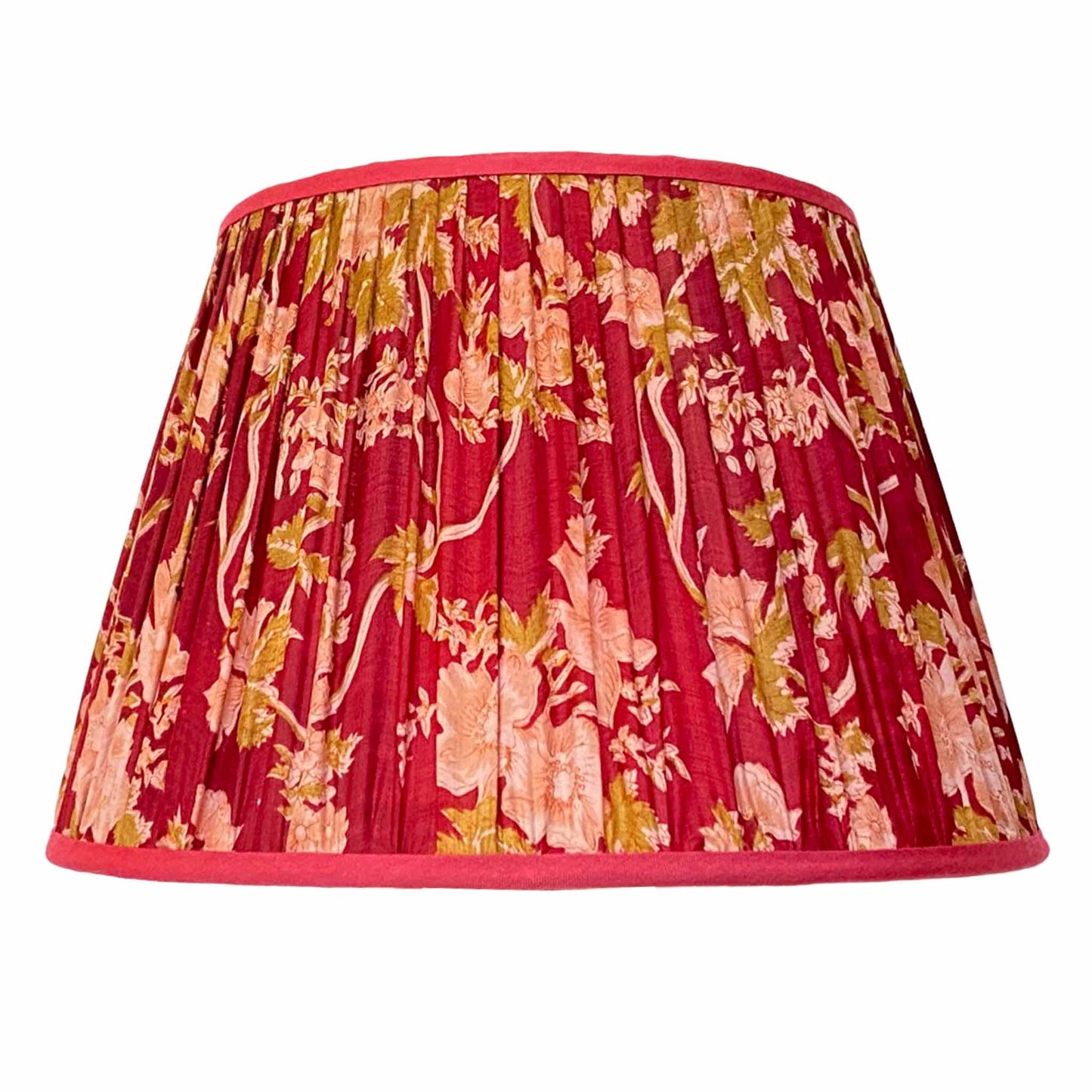 Raspberry and chartreuse vintage silk lampshade cutout