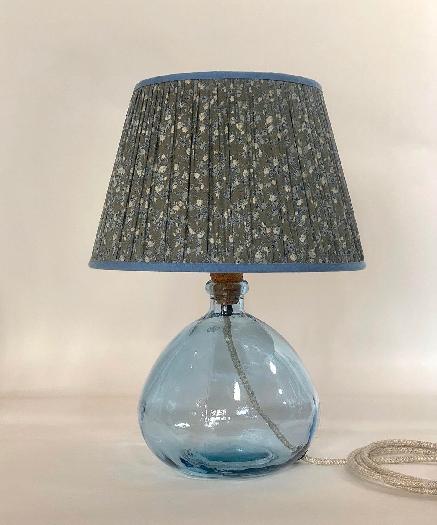 Recycled Glass Bubble Lamp Base blue