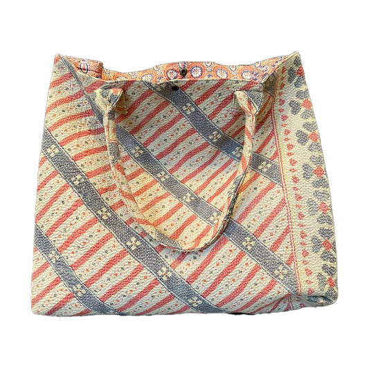 Red and Blue Kantha Tote Bag
