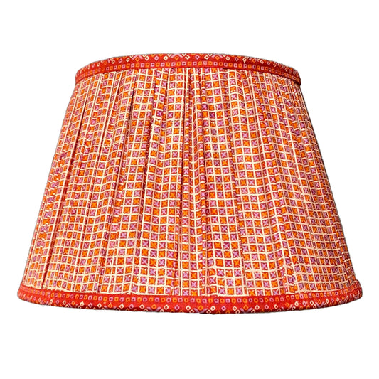 Red and orange geometric silk lampshade