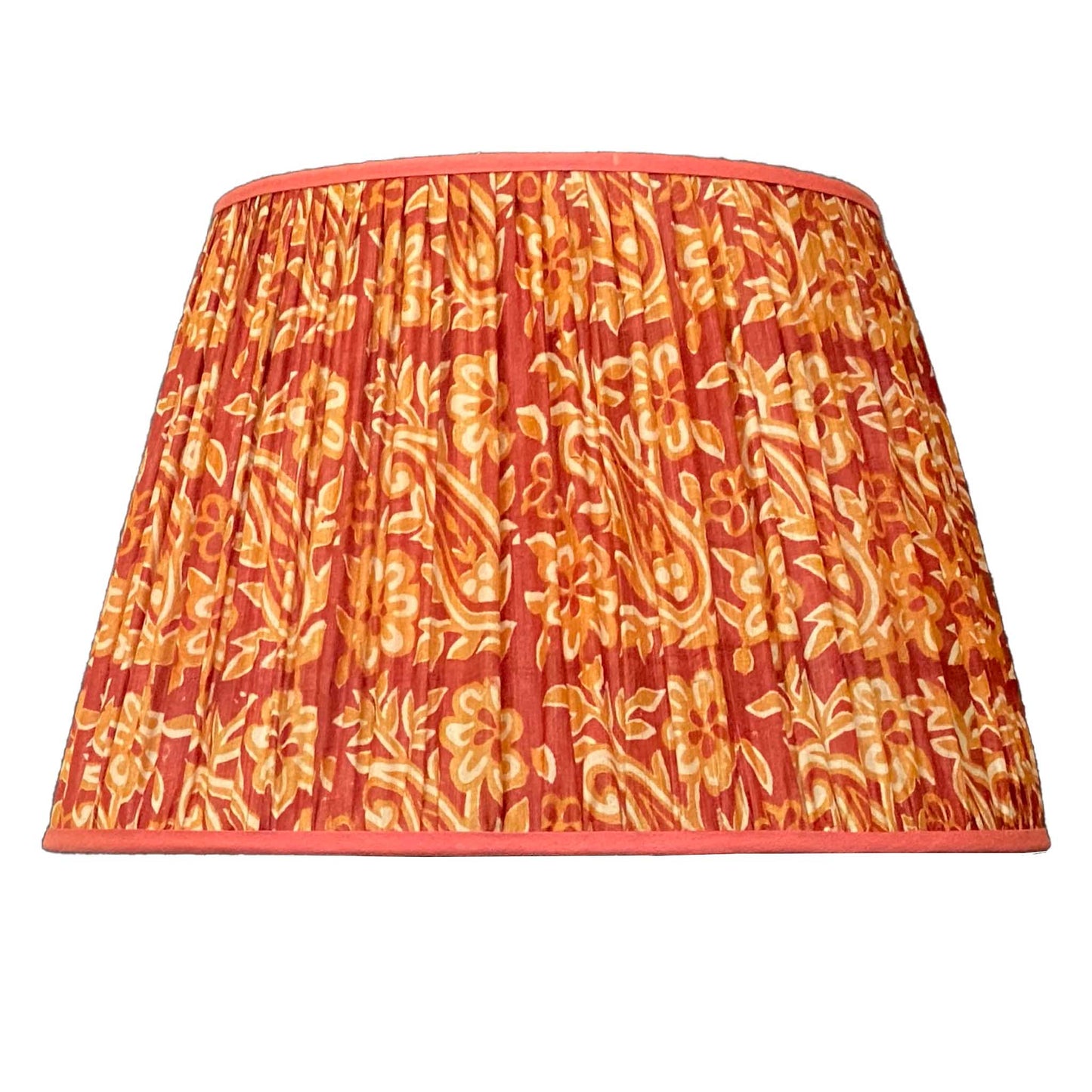 Russet and ochre vintage silk sari lampshade cutout