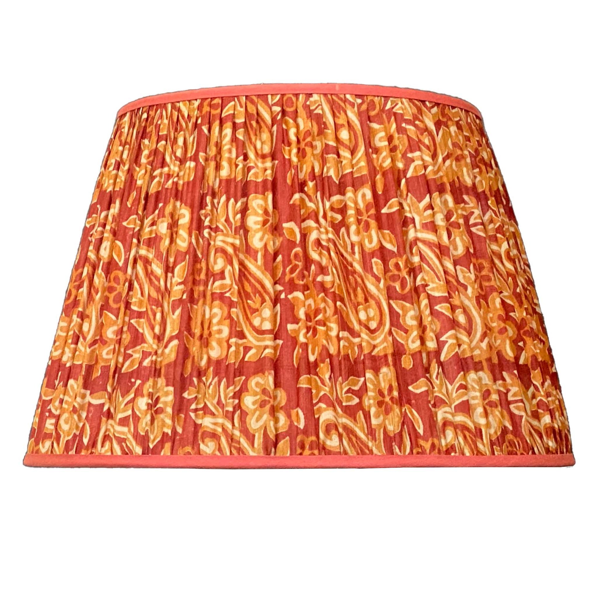 Russet and ochre vintage silk sari lampshade cutout
