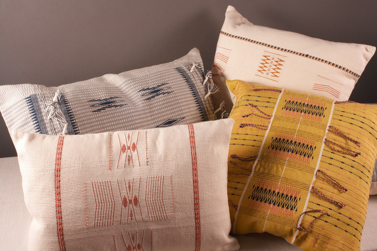 Acid yellow hand woven cushion 4 different colours and styles
