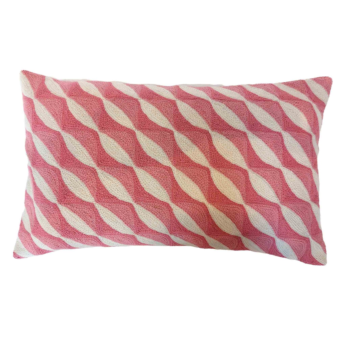 Soft Pink And Cream Kashmiri Crewel Cushion