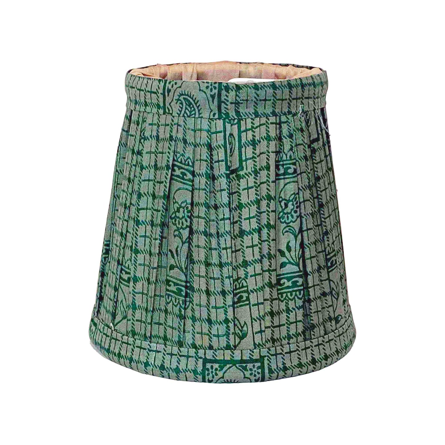 Teal patterned vintage silk sari lampshade