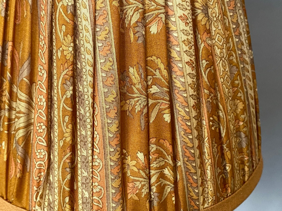 Tobacco Floral Paisley Vintage Silk Sari Lampshade
