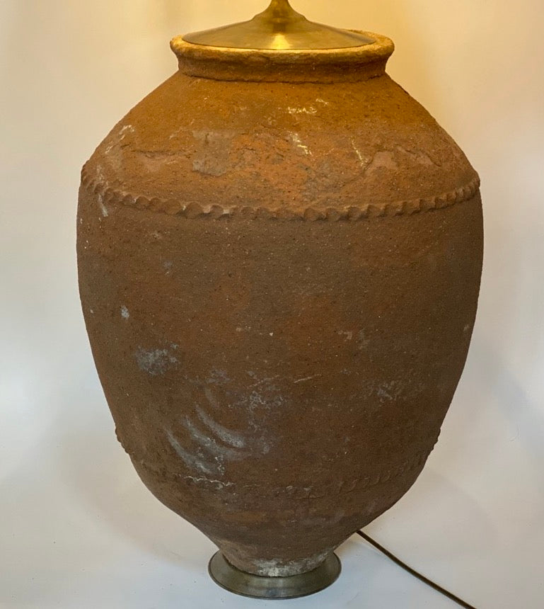 Very Large Turkish Terracotta Pot Lamp Base