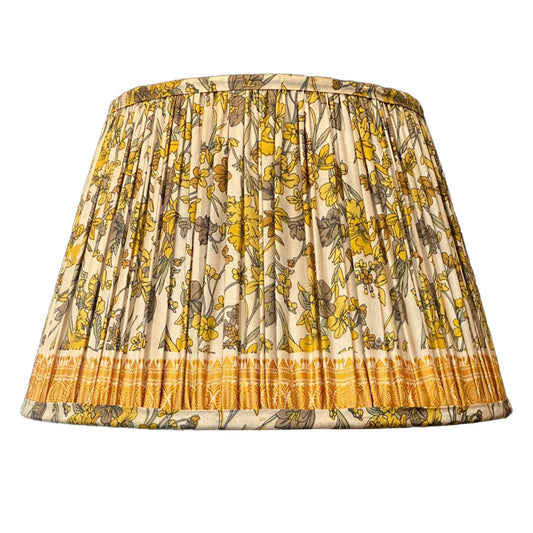 Yellow floral with yellow border silk lampshade