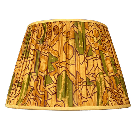 Yellow ochre geometric silk lampshade