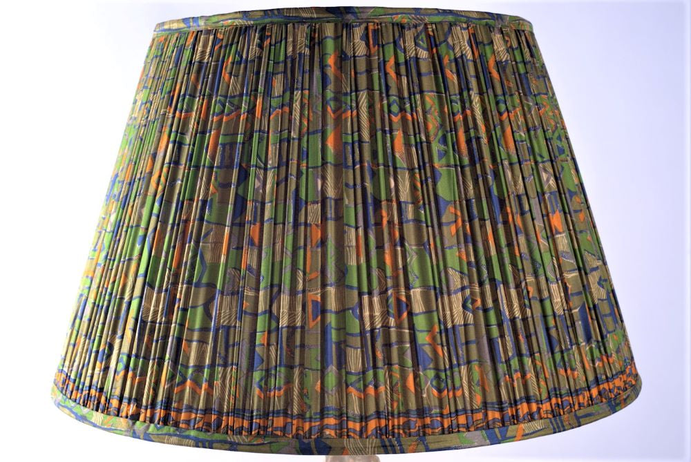Green blue and orange abstract silk lampshade
