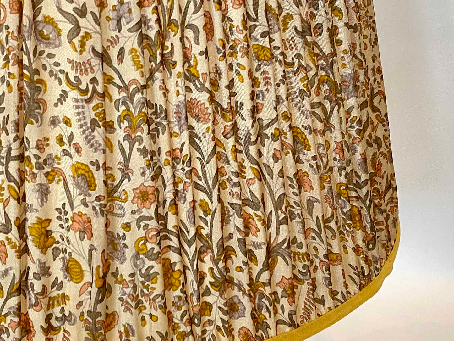 Cream and Yellow Paisley silk lampshade closeup
