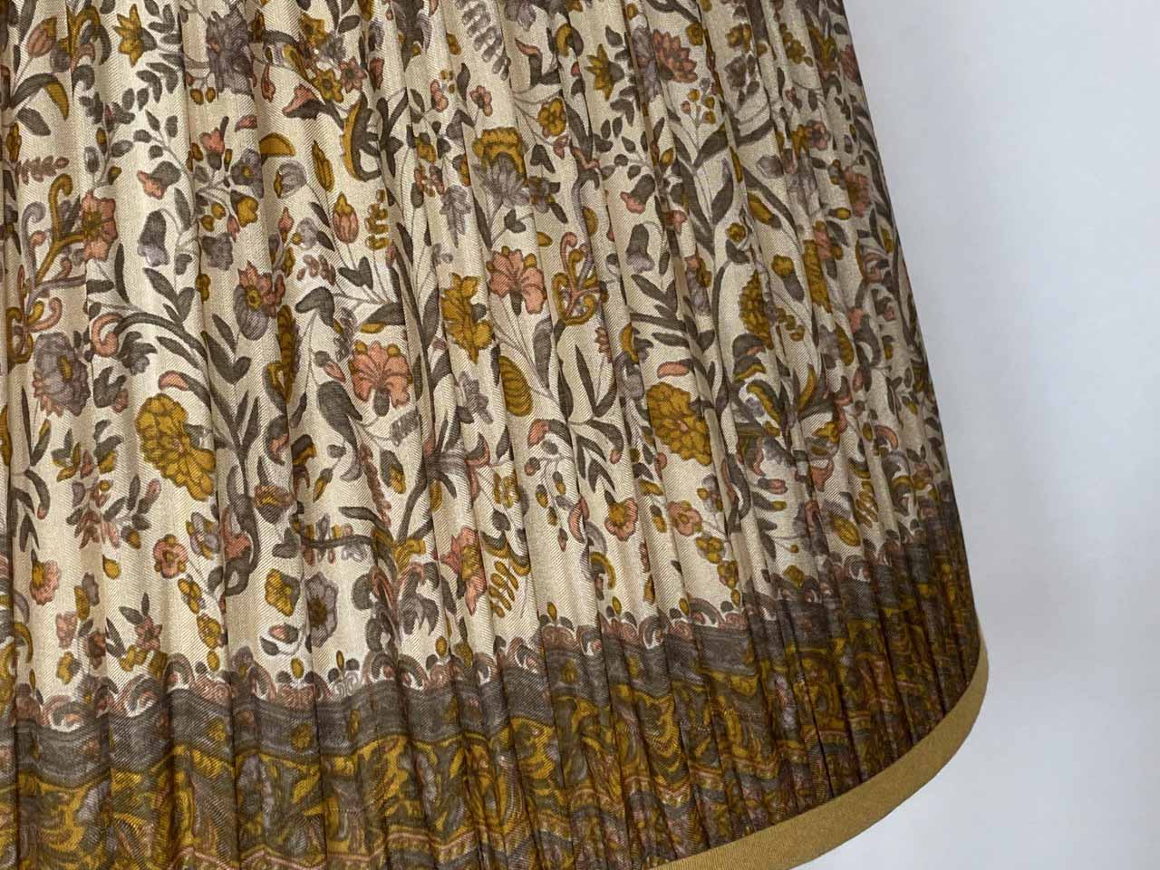 Cream and Yellow Paisley silk lampshade with border closeup