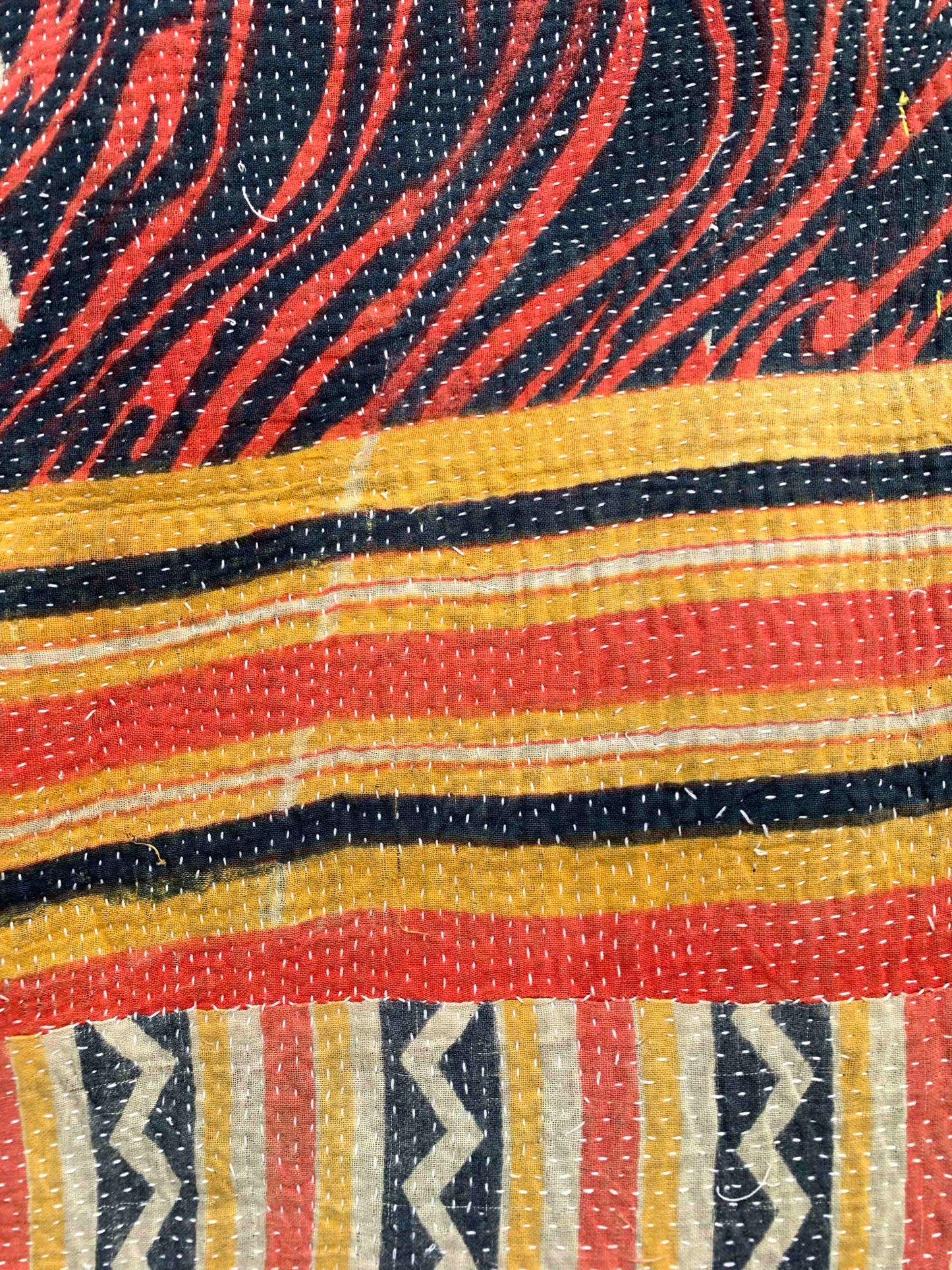 Red, black and yellow kantha