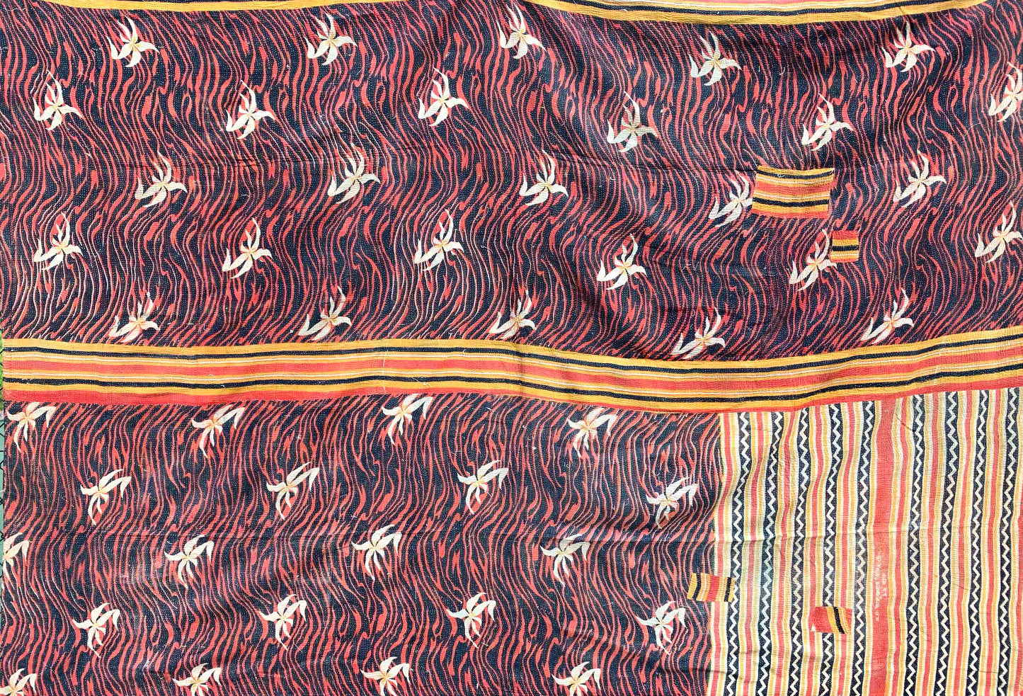 Red, black and yellow kantha