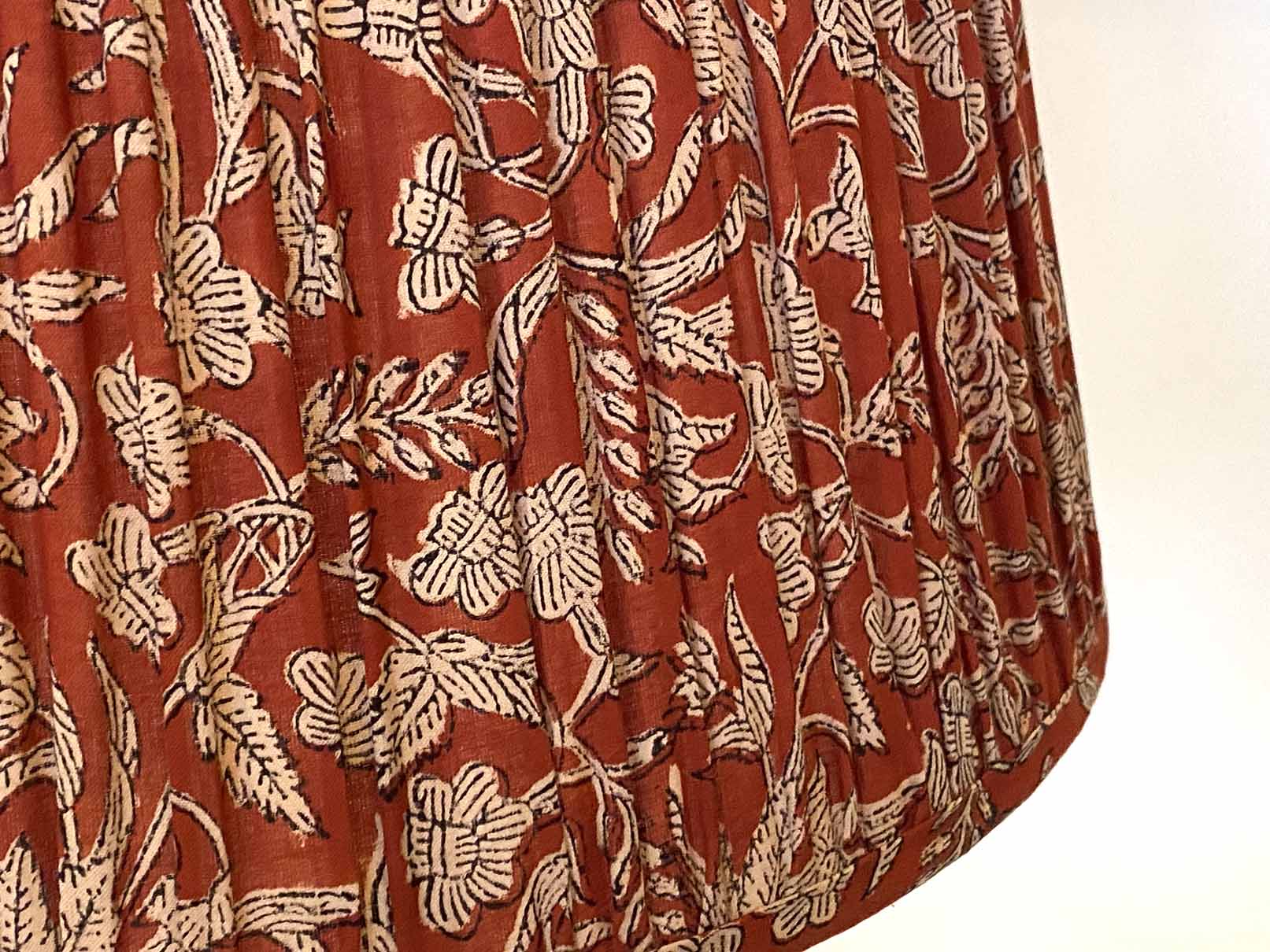 Red Kalamkari Cotton Lampshade closeup