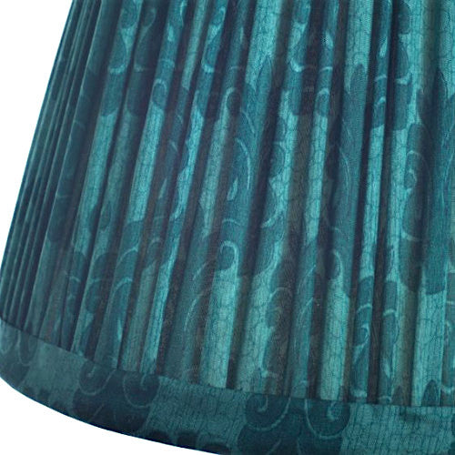 Malachite silk sari lampshade close up