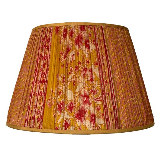 Yellow and Pink with Pallu vintage silk sari lampshade